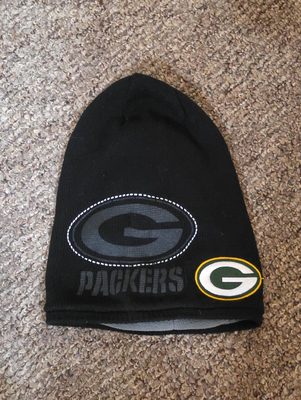 Green Bay Packers Black Knit Beanie with Team Logo